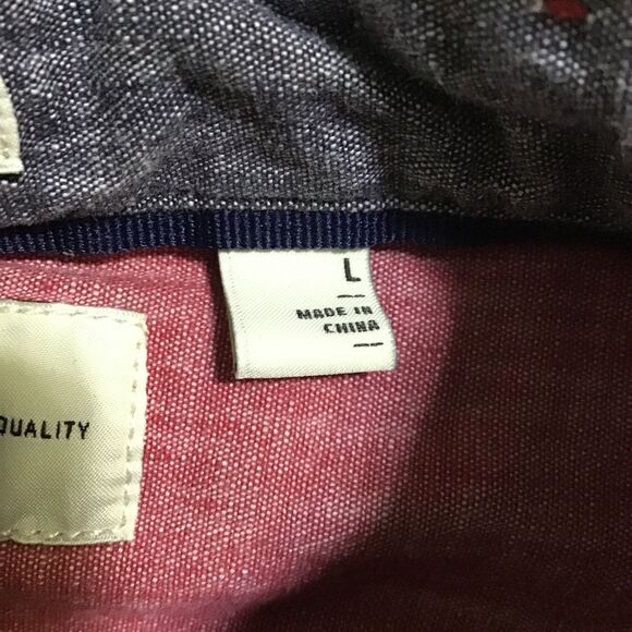 Hawker Rye Mens Slim Red Short Sleeve Button Down Shirt LG - Picture 4 of 7